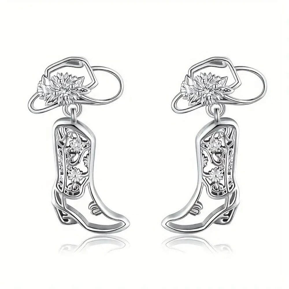 SOLD OUT****************Elegant Western Cowboy Boot Drop Earrings - Picture 1 of 5
